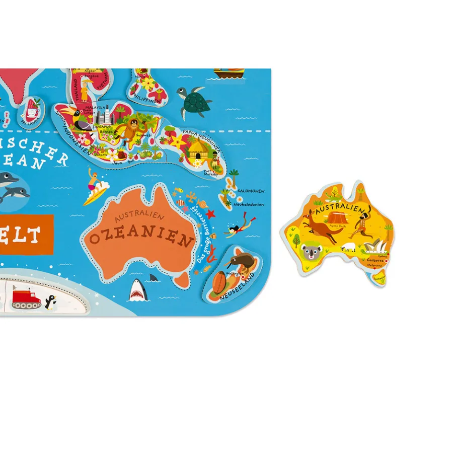 Janod Puzzle Carte Monde Magnétique Allemand 92 pièces* Jeux Éducatifs Primaire|Jeux Éducatifs Science & Géographie