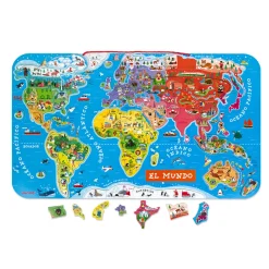 Janod Puzzle Carte Monde Magnétique 92 pièces Espagnol* Jeux Éducatifs Primaire|Jeux Éducatifs Science & Géographie