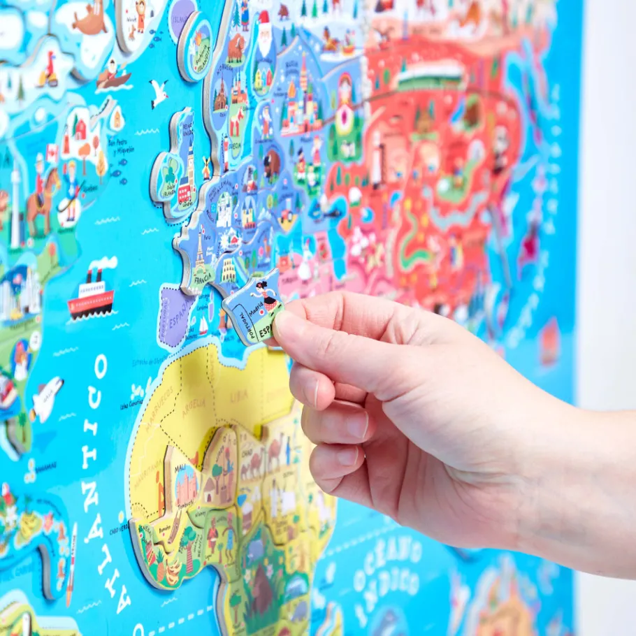 Janod Puzzle Carte Monde Magnétique 92 pièces Espagnol* Jeux Éducatifs Primaire|Jeux Éducatifs Science & Géographie