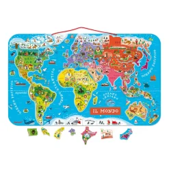Janod Puzzle Carte Monde Magnétique 92 pièces Italien* Jeux Éducatifs Primaire|Jeux Éducatifs Science & Géographie