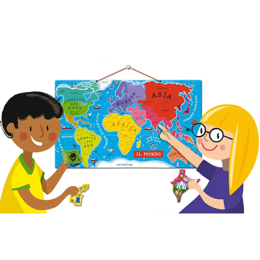 Janod Puzzle Carte Monde Magnétique 92 pièces Italien* Jeux Éducatifs Primaire|Jeux Éducatifs Science & Géographie