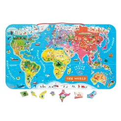 Janod Puzzle Carte Monde Magnétique 92 pièces Anglais* Jeux Éducatifs Primaire|Jeux Éducatifs Science & Géographie