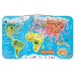 Janod Puzzle Carte Monde Magnétique 92 pièces Anglais* Jeux Éducatifs Primaire|Jeux Éducatifs Science & Géographie