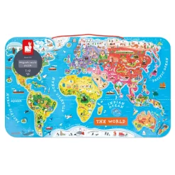 Janod Puzzle Carte Monde Magnétique 92 pièces Anglais* Jeux Éducatifs Primaire|Jeux Éducatifs Science & Géographie