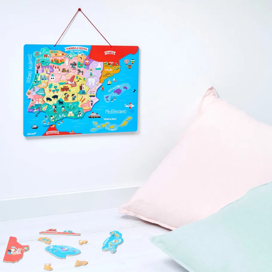 Janod Puzzle Carte Péninsule Ibérique Magnétique 60 pièces* Jeux Éducatifs Primaire|Jeux Éducatifs Science & Géographie