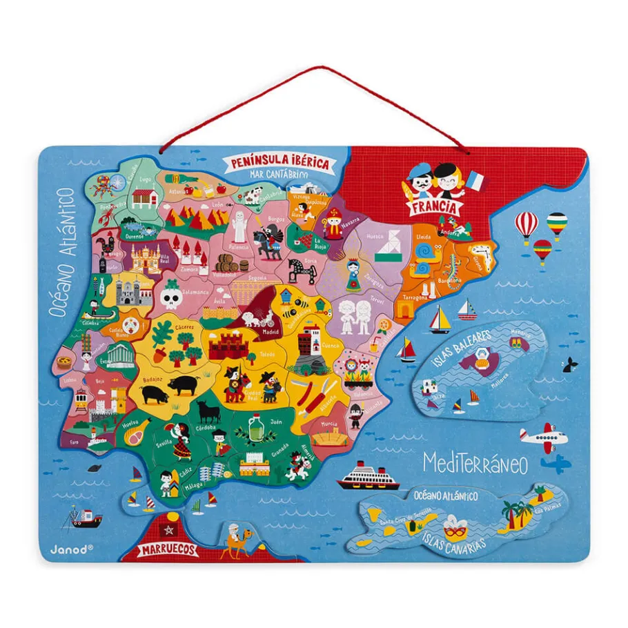 Janod Puzzle Carte Péninsule Ibérique Magnétique 60 pièces* Jeux Éducatifs Primaire|Jeux Éducatifs Science & Géographie