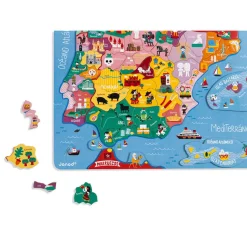 Janod Puzzle Carte Péninsule Ibérique Magnétique 60 pièces* Jeux Éducatifs Primaire|Jeux Éducatifs Science & Géographie