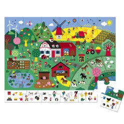 Janod Puzzle d'observation La Ferme 24 pièces* Tracteurs & Animaux De La Ferme|Puzzles Fabriqués En France