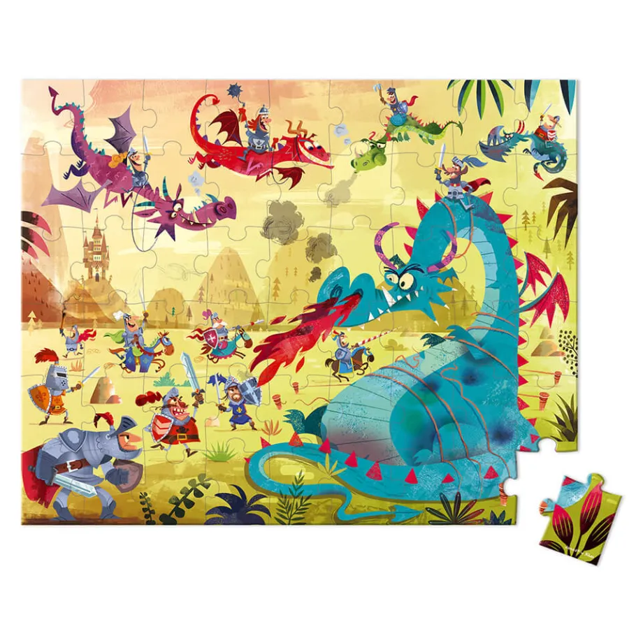 Janod Puzzle Dragons 54 pièces* Puzzles Fabriqués En France|Puzzles 50 À 149 Pièces