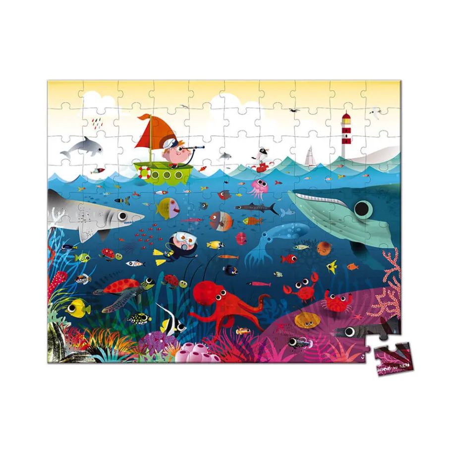 Janod Puzzle Le Monde Sous-Marin 100 pièces* Puzzles Fabriqués En France|Puzzles 50 À 149 Pièces