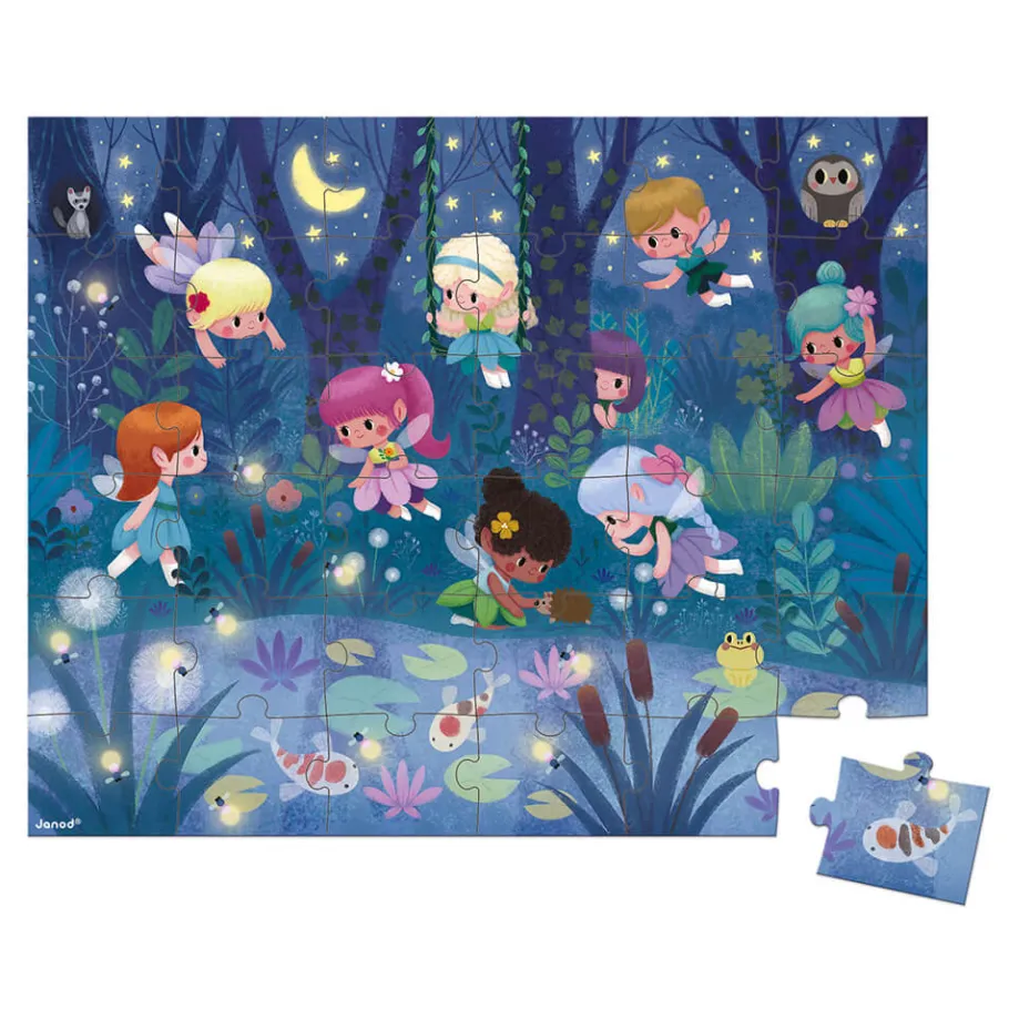 Janod Puzzle les Fées et les Nénuphars 36 pièces* Puzzles Fabriqués En France|Puzzles 20 À 49 Pièces