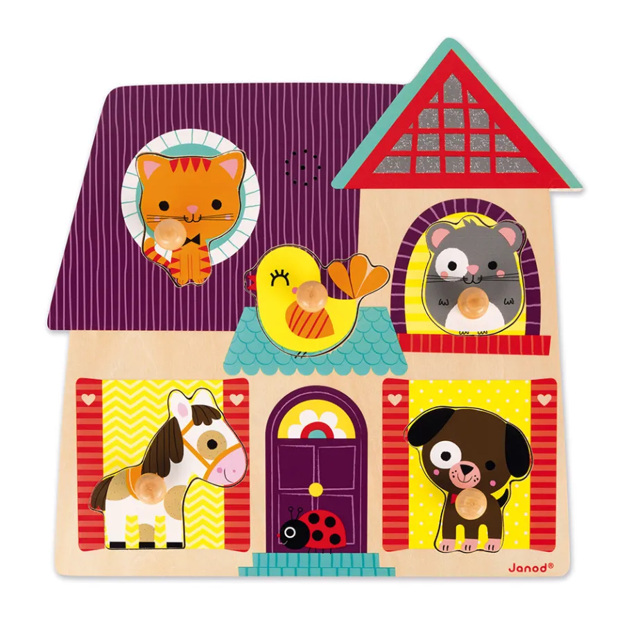 Janod Puzzle musical Mes petits compagnons 5 pièces* Puzzles En Bois Premier Âge|Puzzles En Bois Premier Âge
