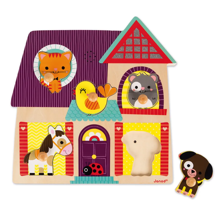 Janod Puzzle musical Mes petits compagnons 5 pièces* Puzzles En Bois Premier Âge|Puzzles En Bois Premier Âge