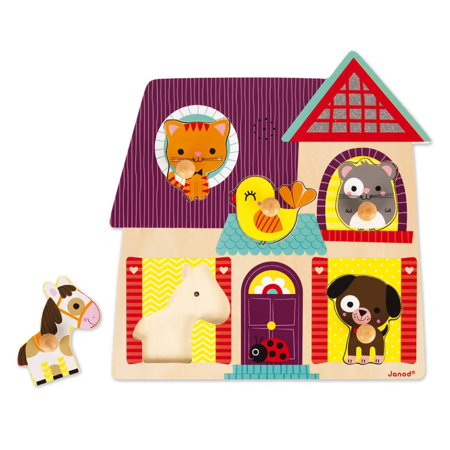 Janod Puzzle musical Mes petits compagnons 5 pièces* Puzzles En Bois Premier Âge|Puzzles En Bois Premier Âge