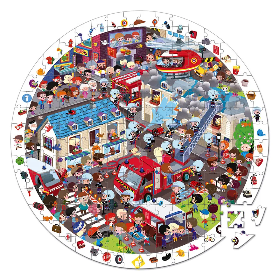 Janod Puzzle observation Pompiers 208 pièces* Puzzles Éducatifs|Puzzles 150 À 499 Pièces