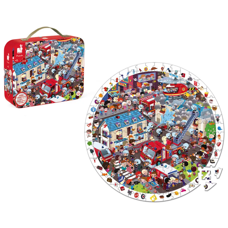 Janod Puzzle observation Pompiers 208 pièces* Puzzles Éducatifs|Puzzles 150 À 499 Pièces
