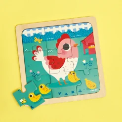 Janod Puzzle Poulette Henriette* Tracteurs & Animaux De La Ferme|Puzzles En Bois Premier Âge