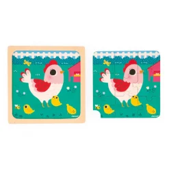 Janod Puzzle Poulette Henriette* Tracteurs & Animaux De La Ferme|Puzzles En Bois Premier Âge