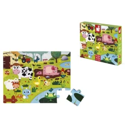 Janod Puzzle Tactile de la Ferme 20 pièces* Tracteurs & Animaux De La Ferme|Puzzles 20 À 49 Pièces