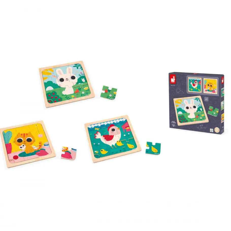 Janod Puzzle Trio* Puzzles En Bois Premier Âge|Puzzles En Bois Premier Âge