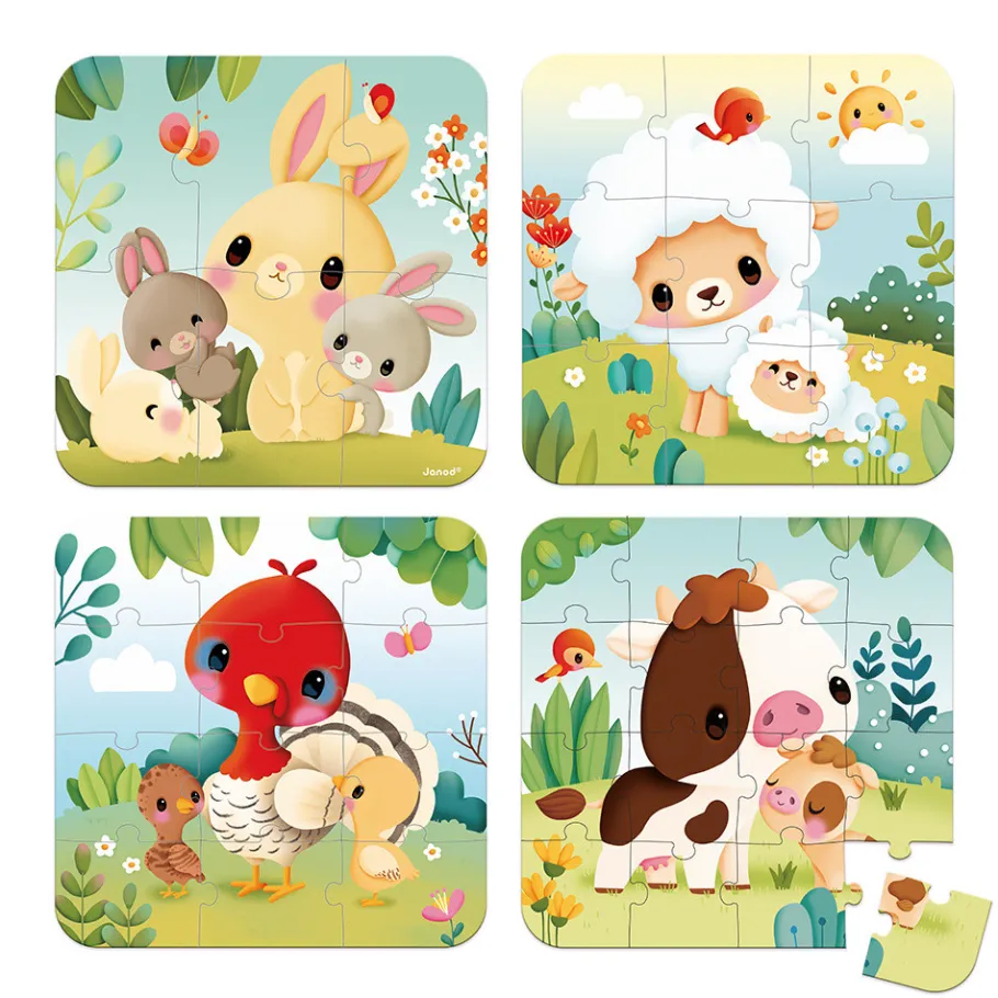 Janod Puzzles Évolutifs Animaux Ferme* Tracteurs & Animaux De La Ferme|Puzzles Fabriqués En France