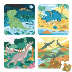 Janod Puzzles Évolutifs Dinosaures - 4 puzzles* Puzzles Fabriqués En France|Puzzles 20 À 49 Pièces