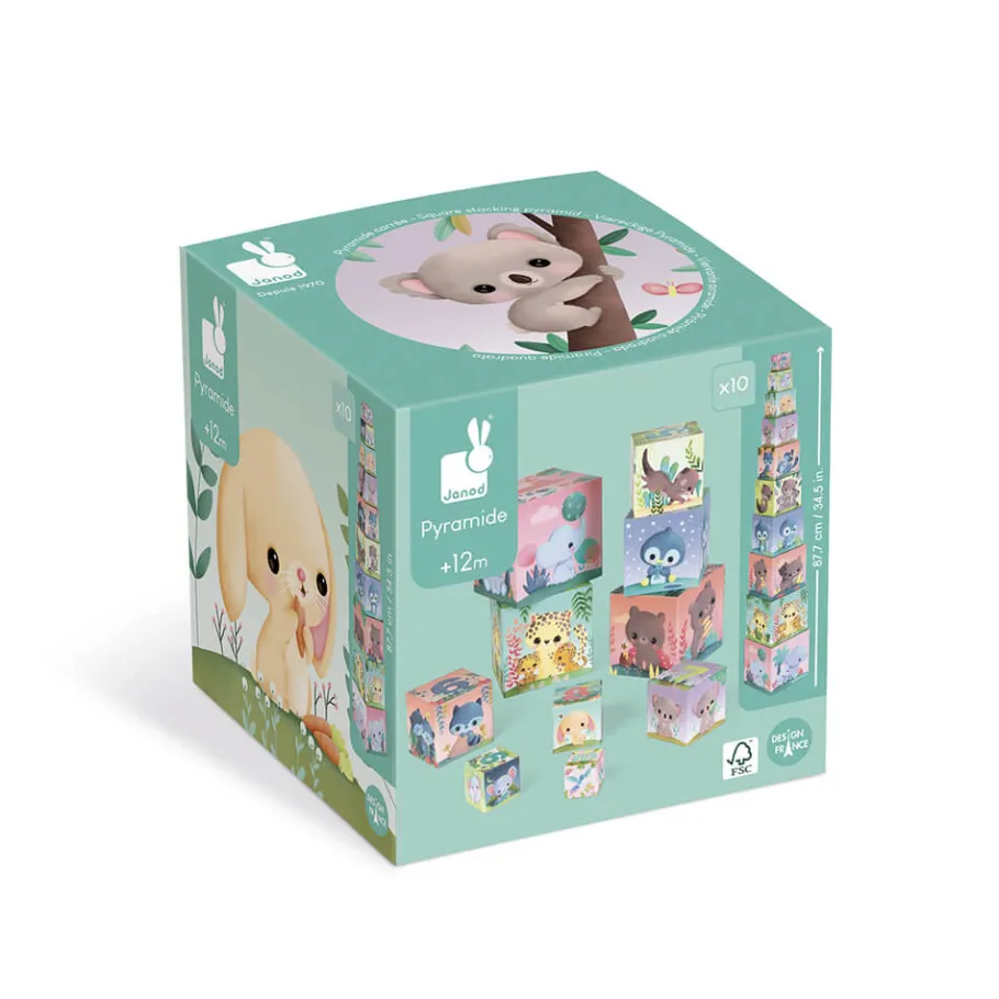 Janod Pyramide carrée les Animaux Tous Mignons* Cubes & Pyramides|Manipulation & Encastrement