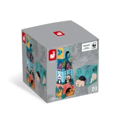 Janod Pyramide en carton et figurines en bois Les Animaux - Partenariat WWF®* Cubes & Pyramides|Manipulation & Encastrement