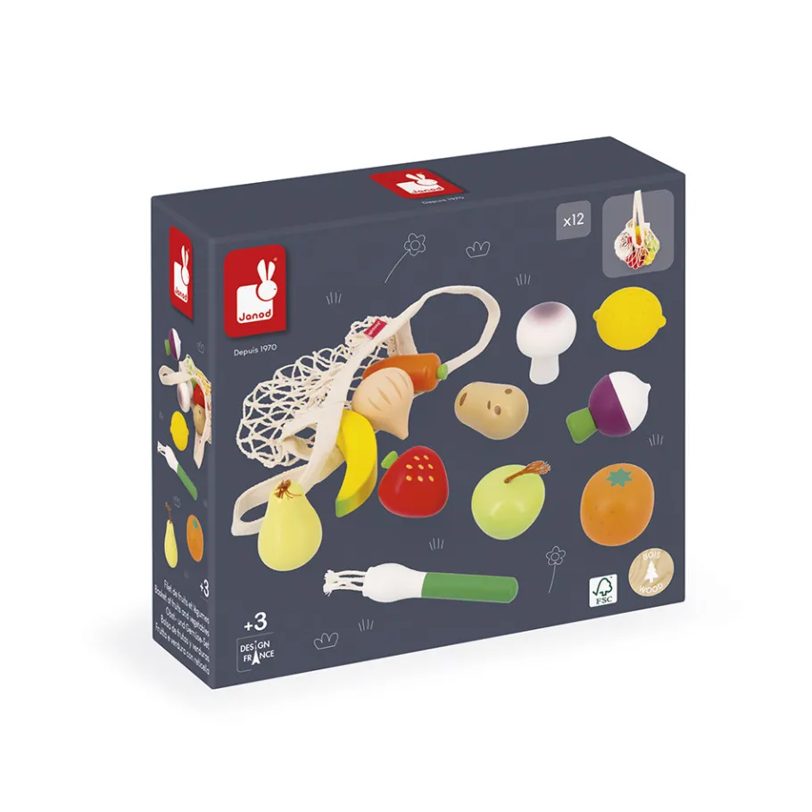 Janod Set 12 Fruits et Légumes Filet Mamie Soleil* Cuisines, Dinettes & Marchandes