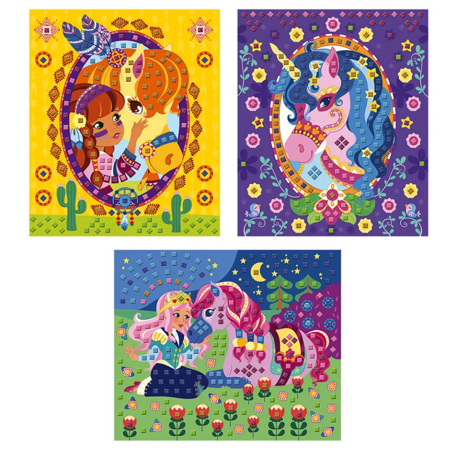 Janod Set Créatif Mosaïques en Mousse Poneys et Licornes* Mosaïques & Gommettes|Collection "Les Ateliers Du Calme"