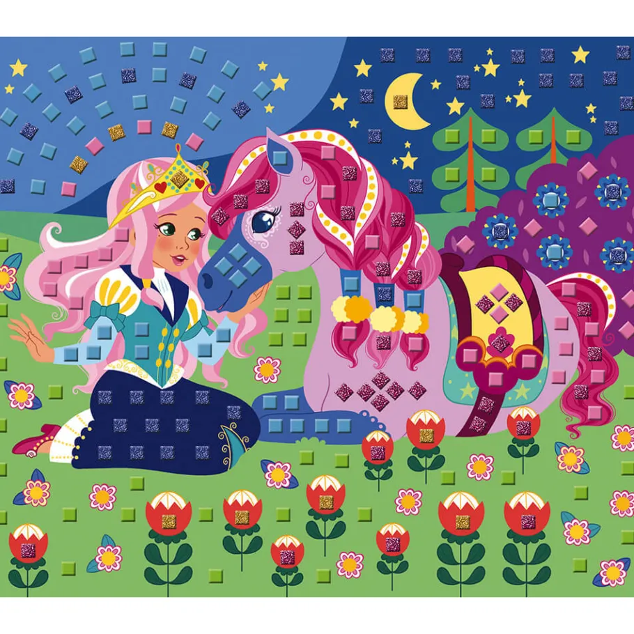 Janod Set Créatif Mosaïques en Mousse Poneys et Licornes* Mosaïques & Gommettes|Collection "Les Ateliers Du Calme"