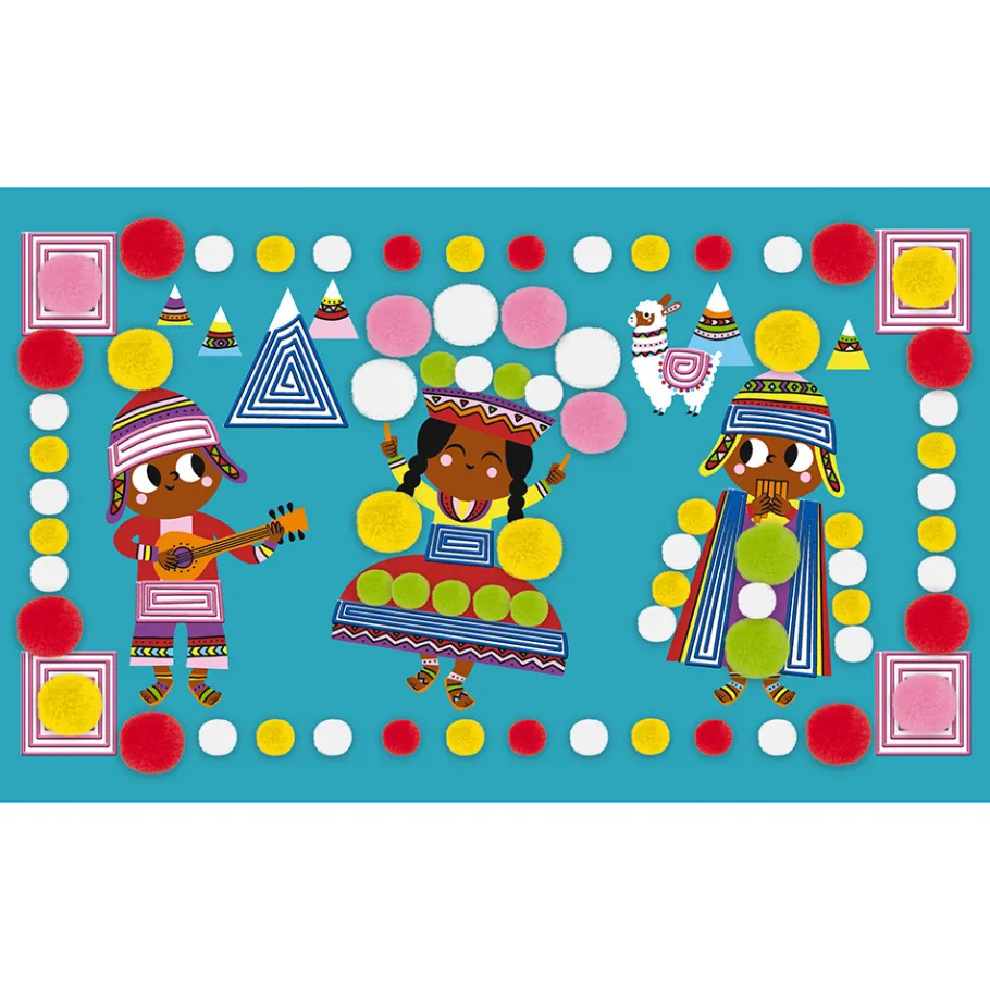 Janod Set Créatif Pompons Lamas* Crochet, Tricot & Laçage|Collection "Les Ateliers Du Calme"