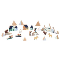 Janod Set de 35 cubes en bois Vallée blanche - Cross Roads* Jeux De Construction|Cubes & Pyramides