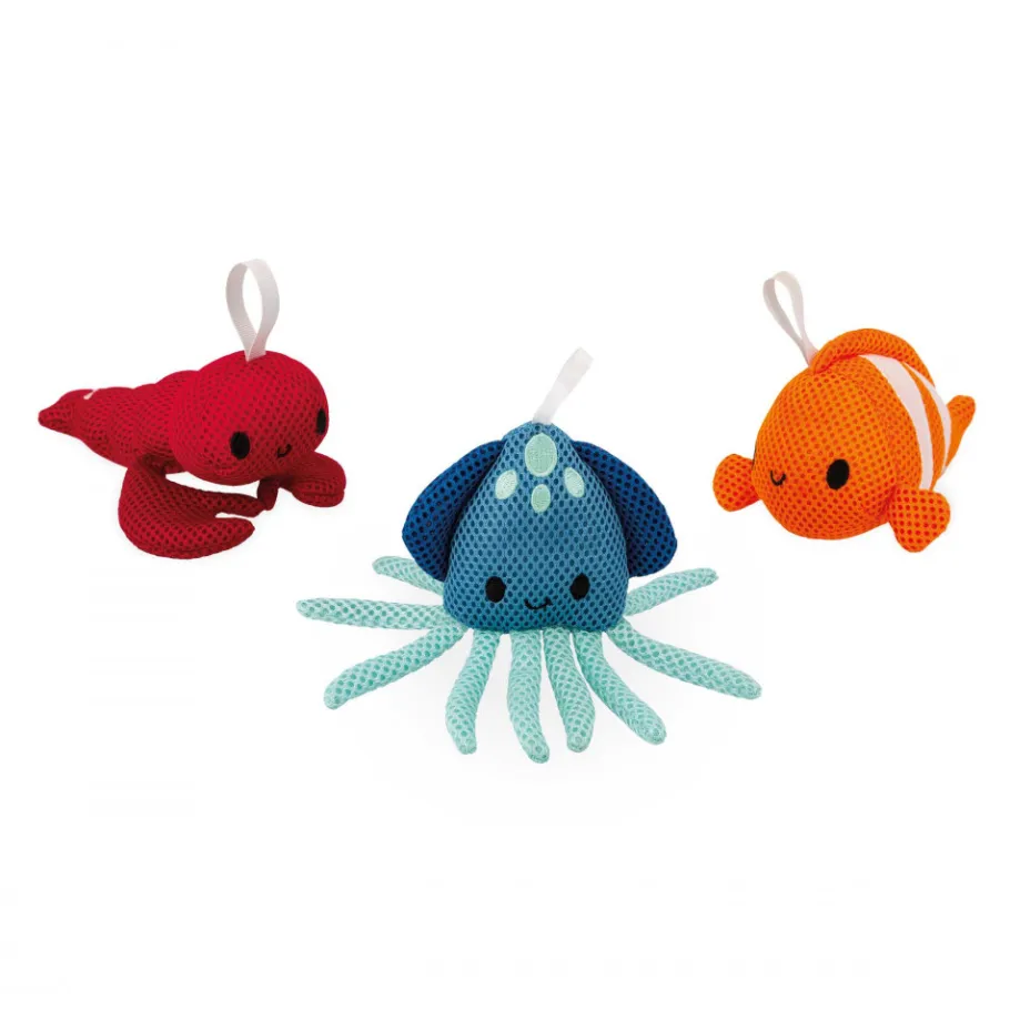 Janod Set de 3 Eponges de Bain Animaux Marins* Gicleurs & Éponges De Bain