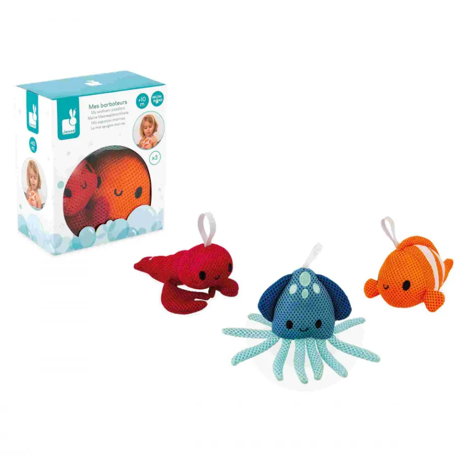 Janod Set de 3 Eponges de Bain Animaux Marins* Gicleurs & Éponges De Bain