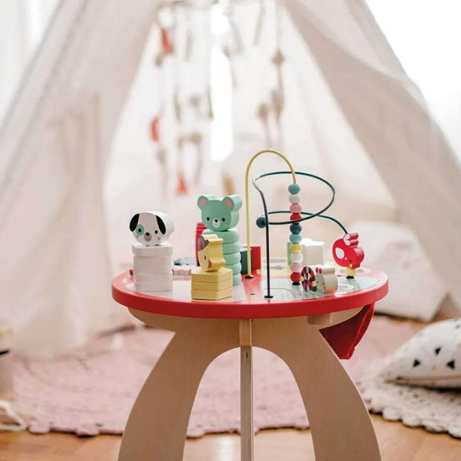 Janod Table d'activités Baby Forest (bois)* Formes & Couleurs|Bouliers, Loopings & Panneaux D'Activités
