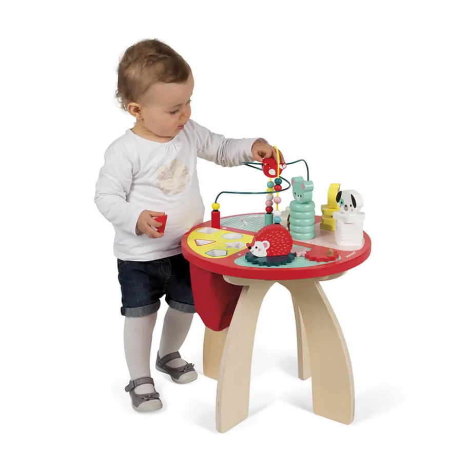 Janod Table d'activités Baby Forest (bois)* Formes & Couleurs|Bouliers, Loopings & Panneaux D'Activités