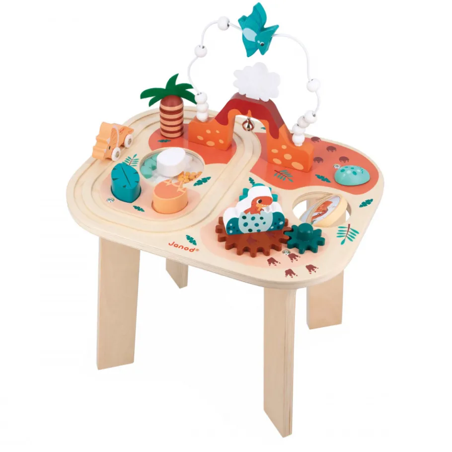 Janod Table d'Activités Dino* Formes & Couleurs|Bouliers, Loopings & Panneaux D'Activités