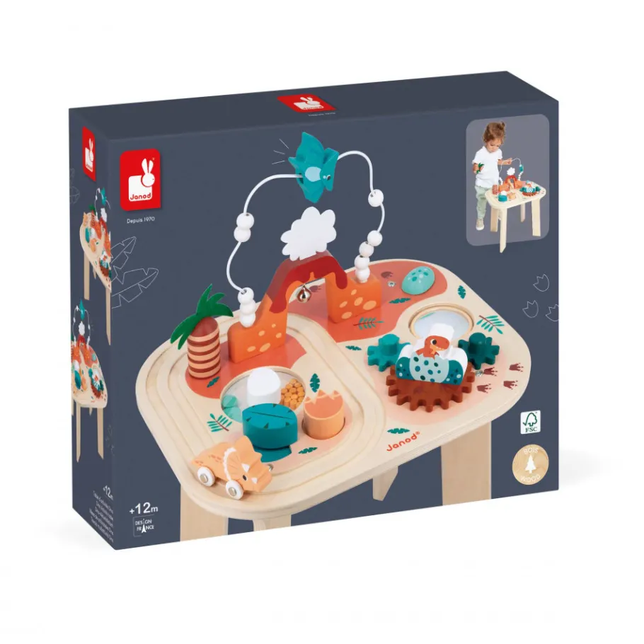 Janod Table d'Activités Dino* Formes & Couleurs|Bouliers, Loopings & Panneaux D'Activités