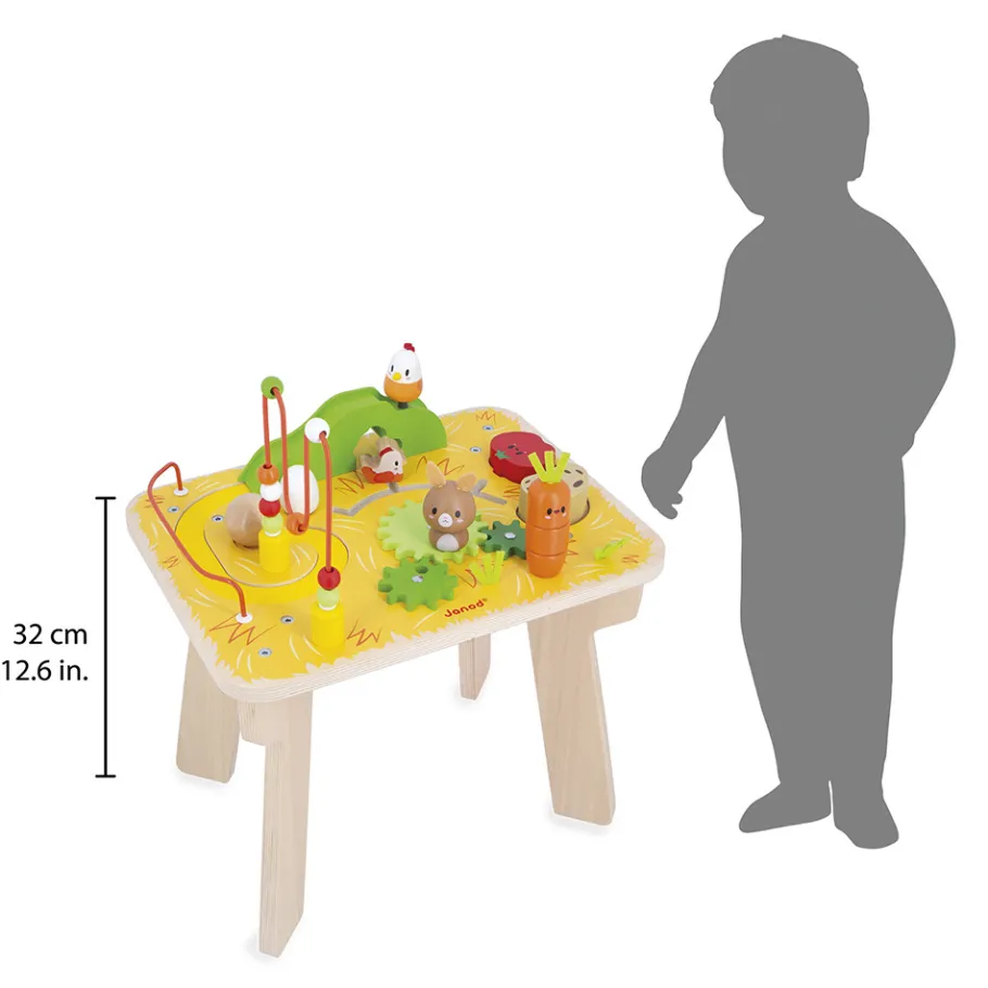 Janod Table d'Activités Ferme en bois* Tracteurs & Animaux De La Ferme|Formes & Couleurs