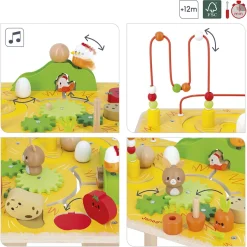 Janod Table d'Activités Ferme en bois* Tracteurs & Animaux De La Ferme|Formes & Couleurs