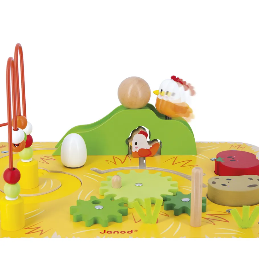 Janod Table d'Activités Ferme en bois* Tracteurs & Animaux De La Ferme|Formes & Couleurs