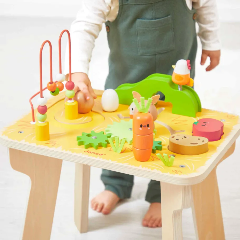 Janod Table d'Activités Ferme en bois* Tracteurs & Animaux De La Ferme|Formes & Couleurs