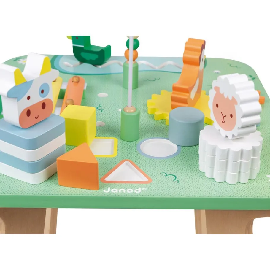 Janod Table d'Activités Jolie Prairie (bois)* Formes & Couleurs|Bouliers, Loopings & Panneaux D'Activités