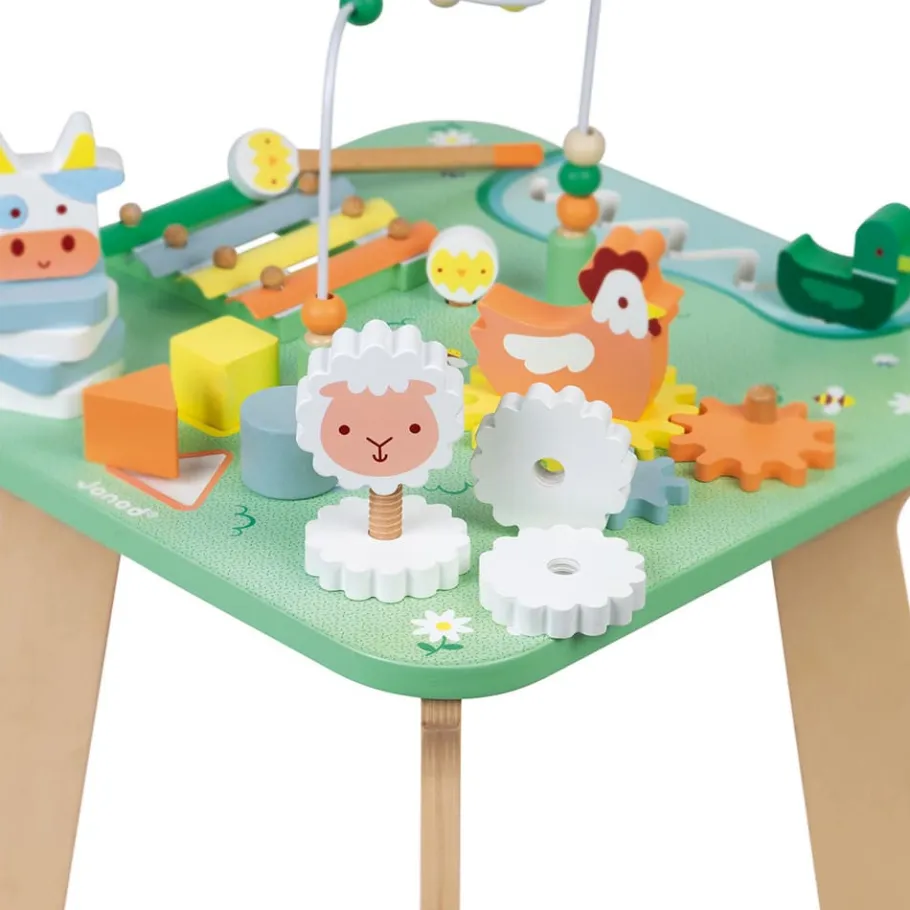 Janod Table d'Activités Jolie Prairie (bois)* Formes & Couleurs|Bouliers, Loopings & Panneaux D'Activités