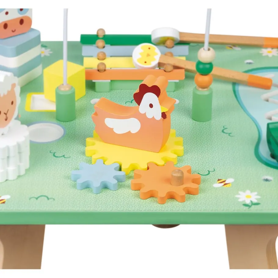 Janod Table d'Activités Jolie Prairie (bois)* Formes & Couleurs|Bouliers, Loopings & Panneaux D'Activités