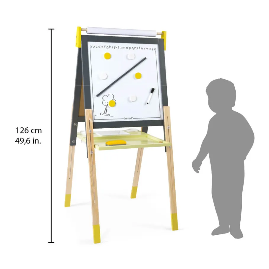 Janod Tableau Réglable gris et Jaune (bois)* Tableaux, Ardoises & Magnets|Jeux Éducatifs Primaire