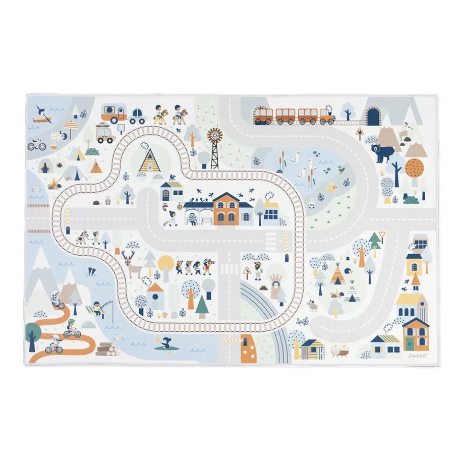 Janod Tapis avec circuit Vallée blanche - Cross Roads* Tapis & Déco|Tables & Mobilier