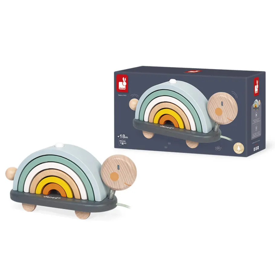 Janod Tortue Arc-en-ciel Sweet Cocoon (bois)* Formes & Couleurs|Jouets À Promener & À Pousser