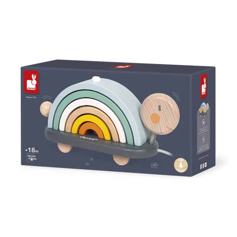 Janod Tortue Arc-en-ciel Sweet Cocoon (bois)* Formes & Couleurs|Jouets À Promener & À Pousser